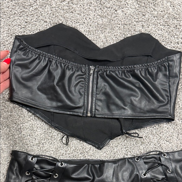 Black Lace-Up Skirt set club wear rave wear - Picture 3 of 5